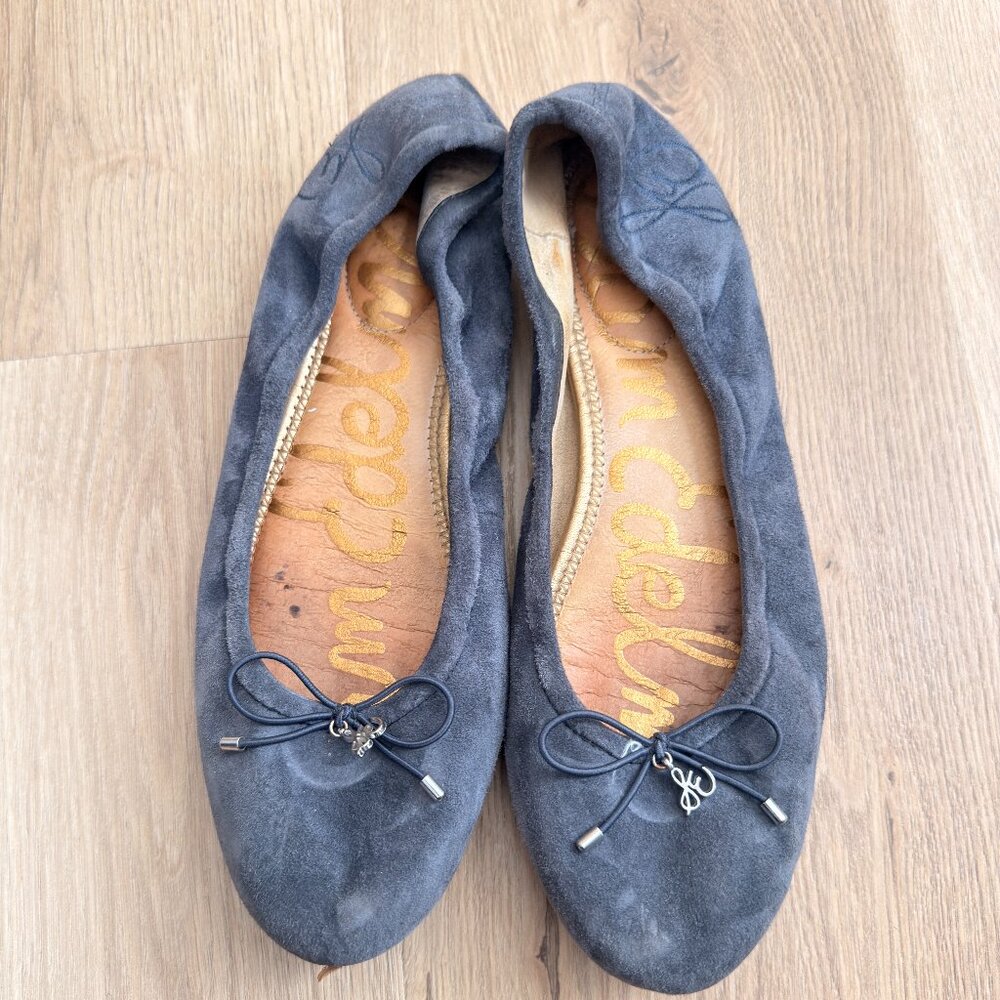 Sam Edelman Felicia Womens Size 8.5 Blue Suede Leather Ballet Flats Shoes